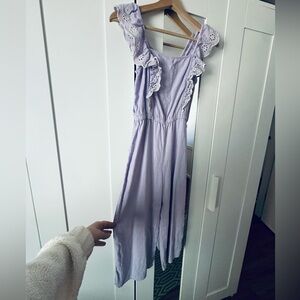 Old Navy Girl’s Jumpsuit Lavender Linen Eyelet Ruffle Girls Large